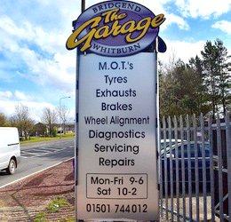 The Garage Whitburn Entrance Sign