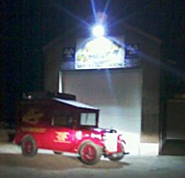 Santa Car Under Garage Light